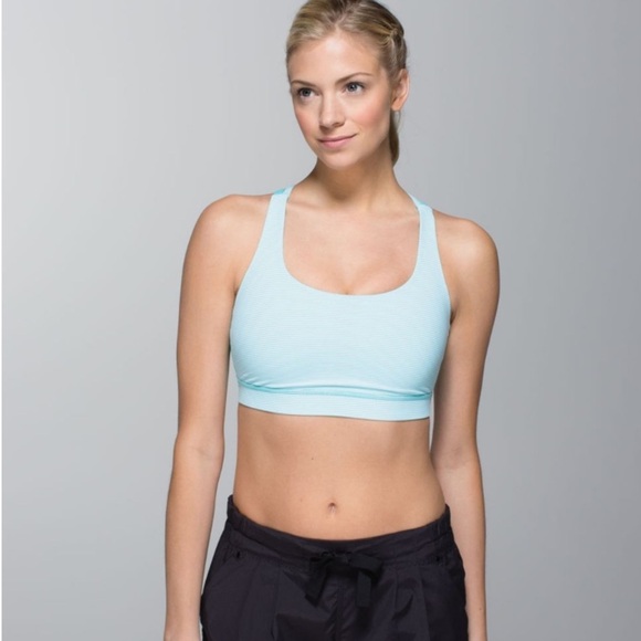 Lululemon Energy Bra Tonka Stripe Angel Blue White / Angel Blue - Picture 1 of 11